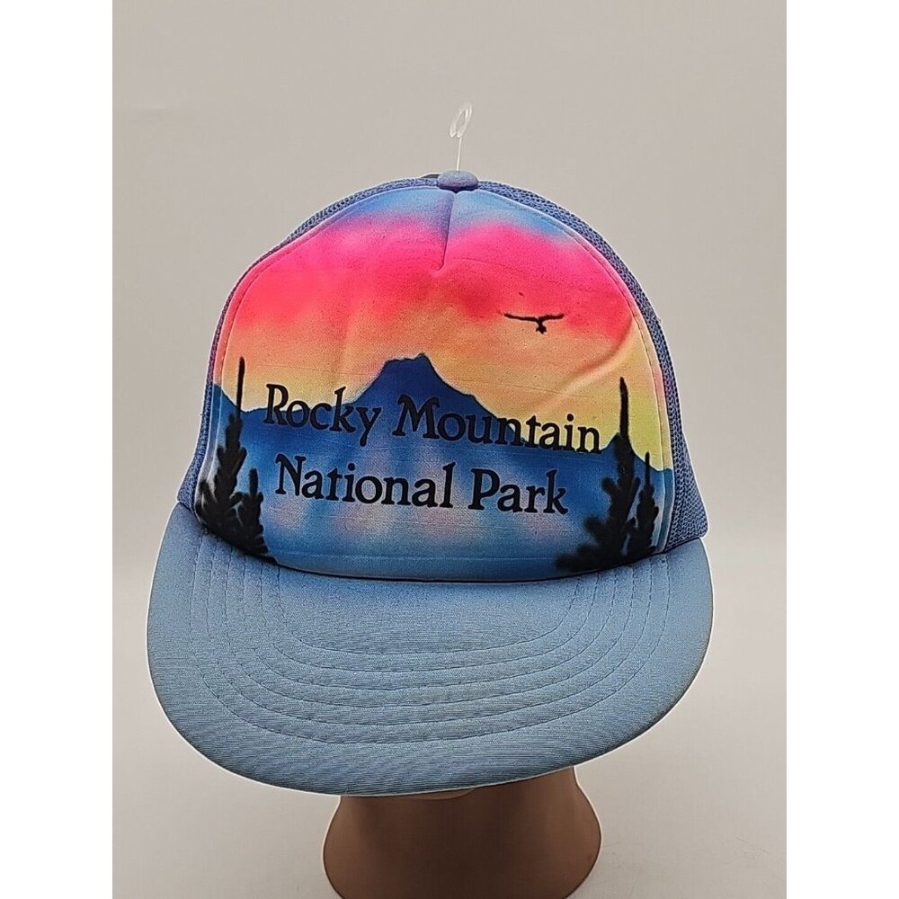 Rocky Mountain‎ National Park Mens Trucker Hat Blue Snapback Colorado Vintage